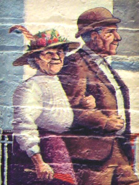 Farmer's Alliance Mural, detail. (Old Couple)