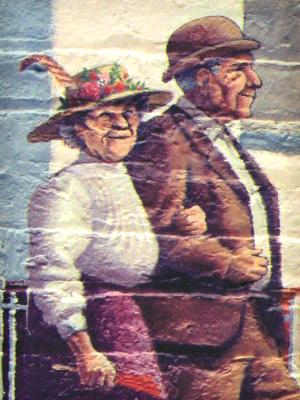 Farmer's Alliance Mural, detail. (Old Couple) Farmer's Alliance Mural, detail. (Old Couple)